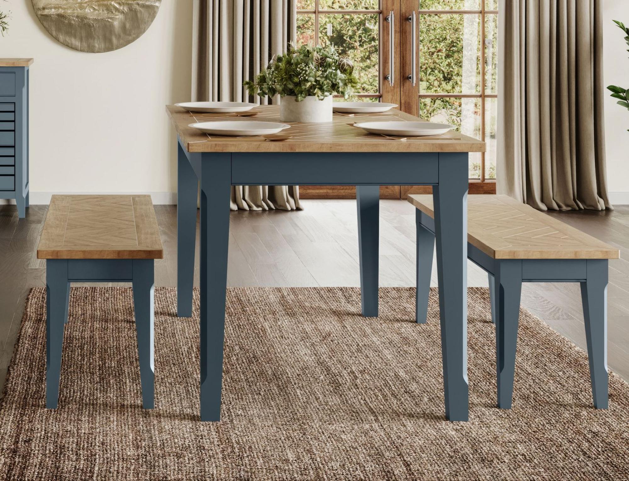Product photograph of Signature 140cm Blue Dining Table from Choice Furniture Superstore.